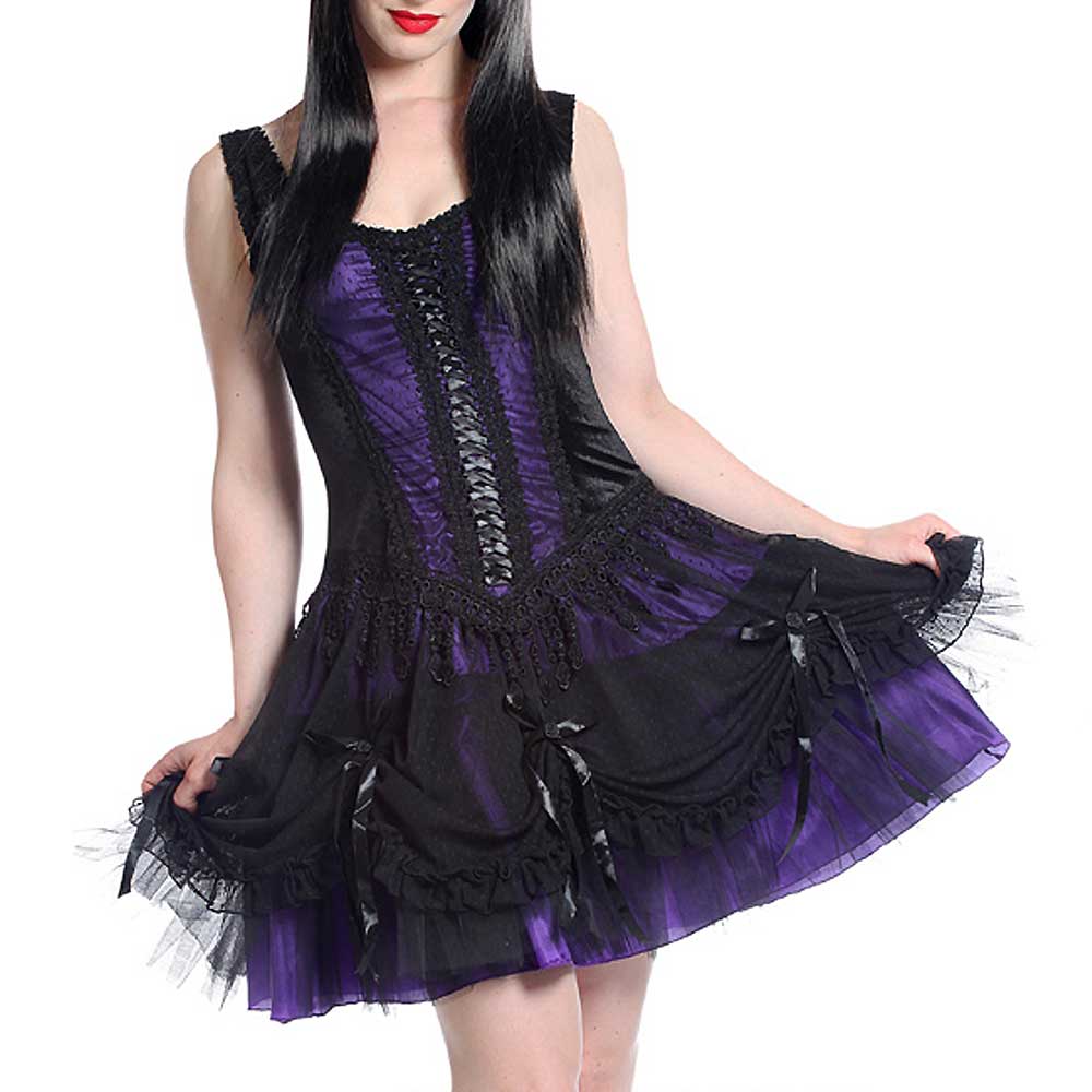 Sinister - 920 Kurzes Kleid - Lila/Schwarz